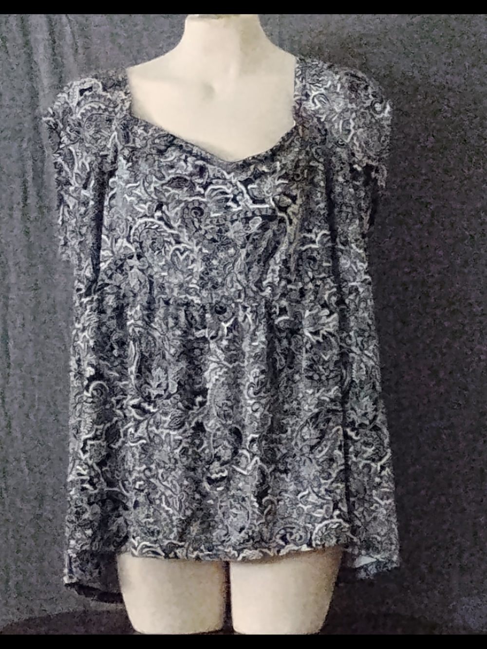 Torrid Black and White Paisley Peasant Babydoll